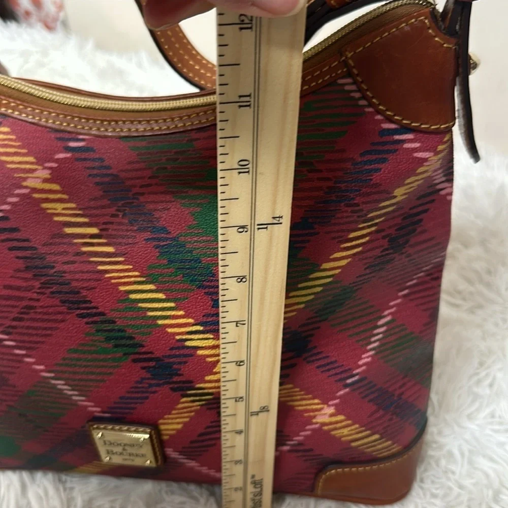 Dooney and Bourke Plaid Tartan Dome Handbag with Pebbled leather